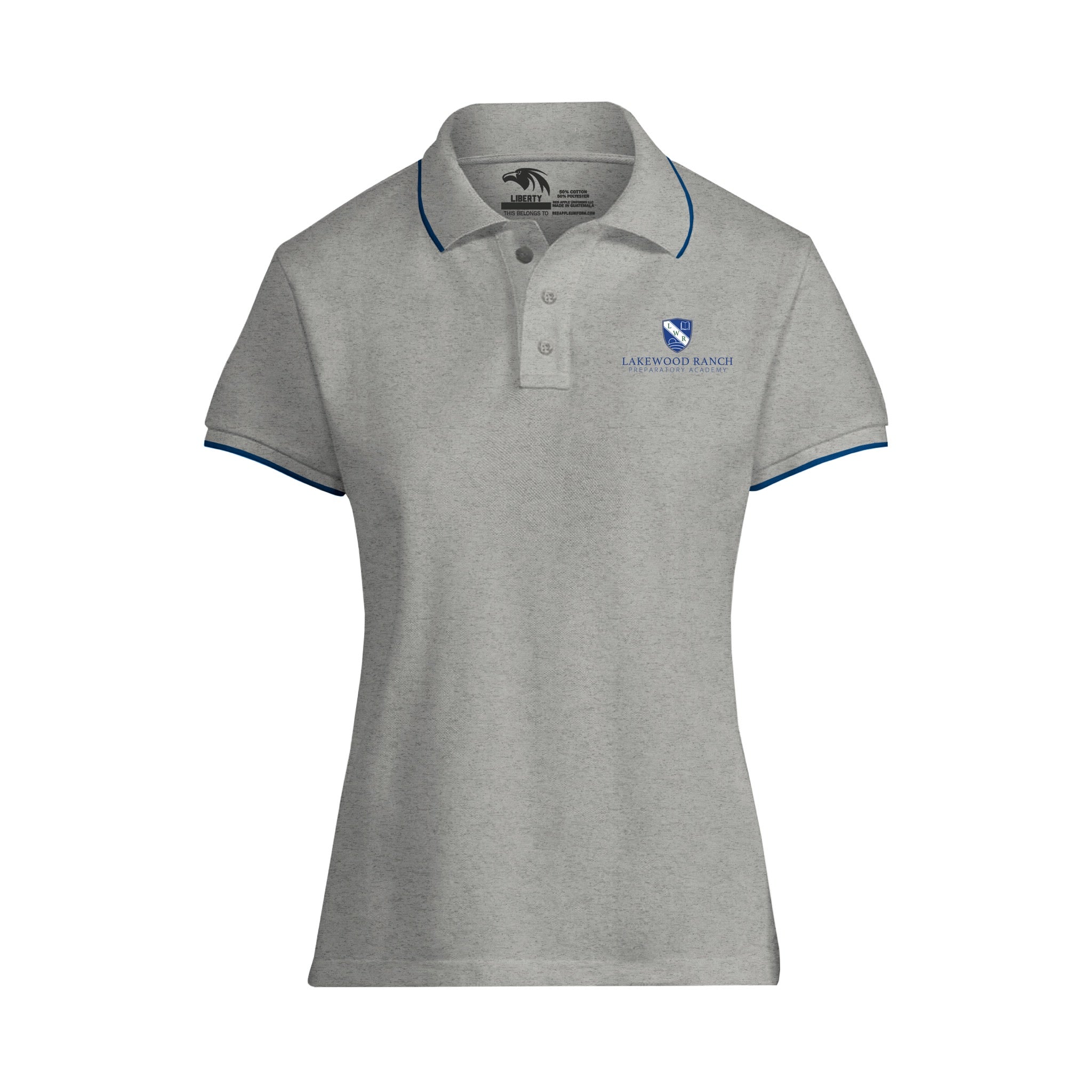 Lakewood Ranch Prep High School Gray Pique Polo w/ Navy Accents - While Supplies List - Final Sale No Returns