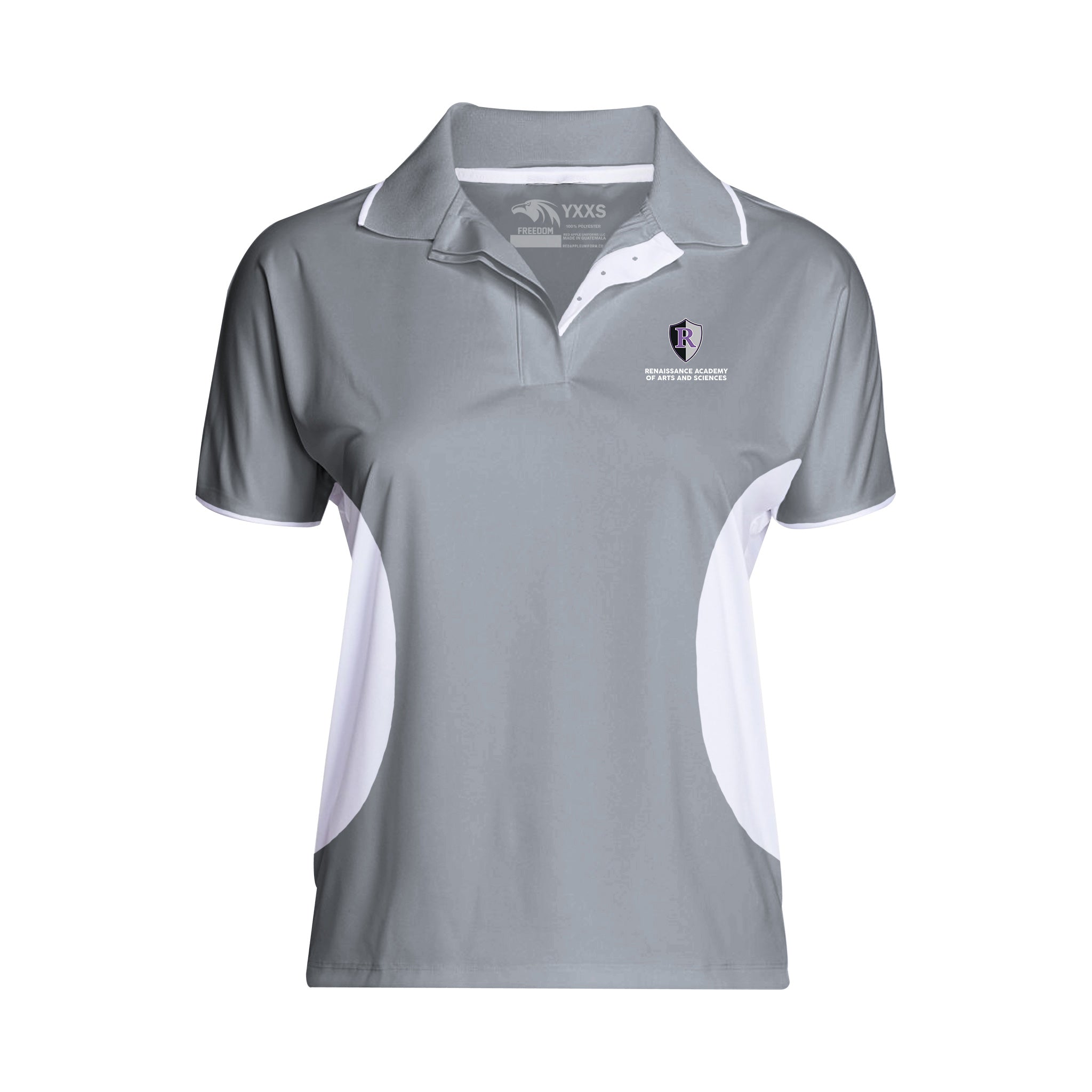 Renaissance Academy Of Arts And Sciences - Light Grey & White Freedom Activewear Colorblock Polo